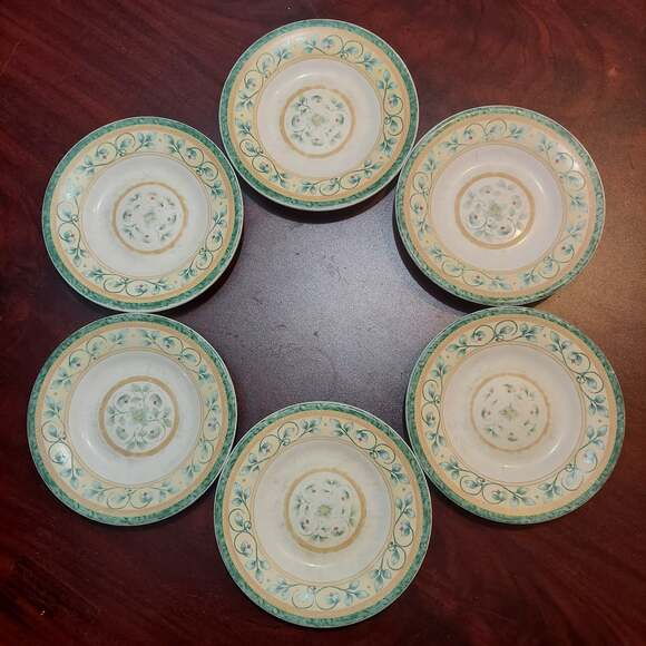 Pfaltzgraff French Quarter Green Yellow White 6.5" Salad Plates Set of 6 - Picture 1 of 3